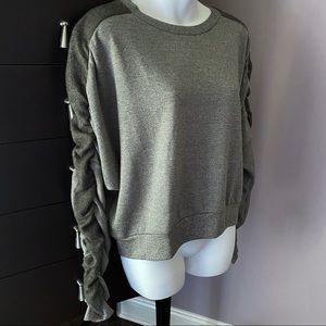 NWOT Oli Viv Crop Oversized Crewneck Sweatshirt w Ruched Dolman Top